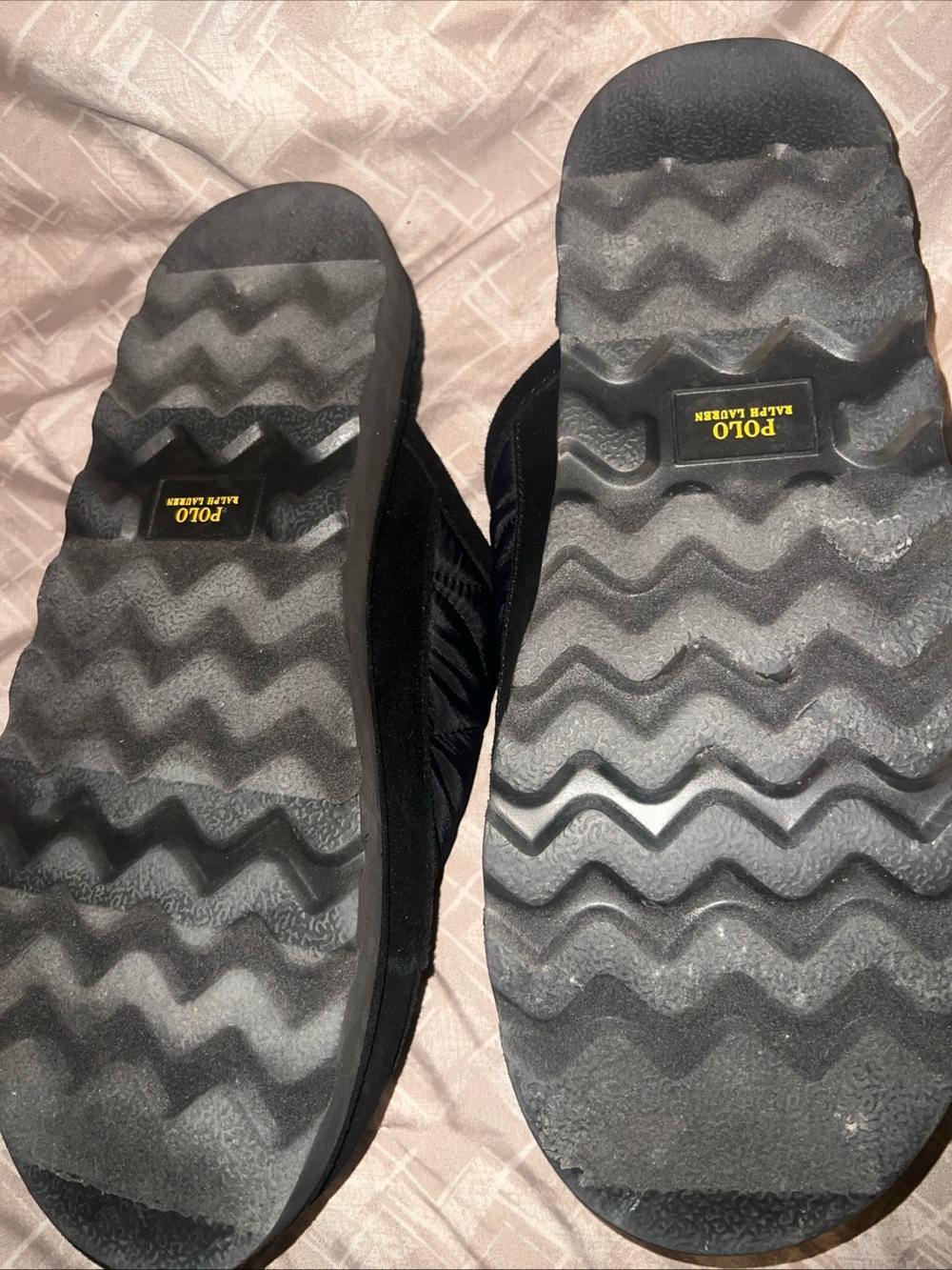 Polo by Ralph Lauren Black Quilted Slip-On Slippers with White Polo Logo - Picture 6 of 6